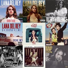 the collage shows many different movies and their titles, including one for lana del rey