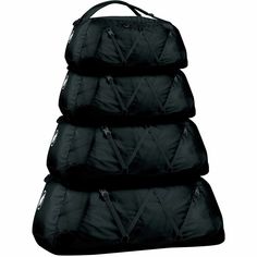 three black bags stacked on top of each other