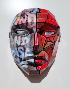 This is a geometric face mask that is inspired by my two biggest passions, the digital art landscape meets the urban graffiti aesthetic. I documented the process of creating this mask and published it here: https://www.tiktok.com/@egologics_company/video/7381968368338849070 Thanks for checking out my page, email me with any questions. Let me know if you are interested in a customized mask. Geometric Face, Cement Color, Urban Graffiti, Mask Design, Graffiti Art, Custom Paint, Alcohol Ink, Face Mask, Street Art