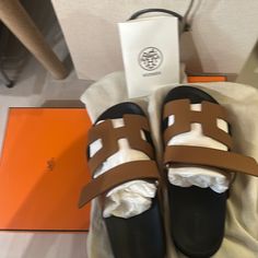 Hermes Chypre Sandals No Trades With Receipt Hermes Slides, Hermes Oran Sandals, Hermes Shoes, Sandals Brands, Pink Suede, Hard To Get, Light Denim, Brown Fashion, Sandals Summer