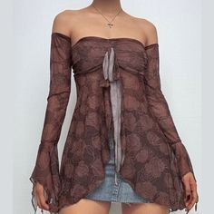 Please refer to our sizing chart for a guideline when choosing a size. 5 business days order processing time. 90% polyester 10% spandex Brown Coachella Outfit, Diy Bell Sleeves, Y2k Bell Sleeve Top, Shirts For Big Busted Women, Flare Sleeve Top, Aesthetic Styles, Casino Birthday, Shoe Ideas, Random Aesthetic