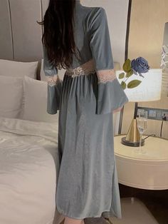 Luxurious Lace Velvet Nightdress

Main fabric: 91.9% polyester fiber 8.1% spandex
Lace net: 81.1% nylon 18.9% spandex
Lace: 87% nylon, 13% spandex




Nightdress Size/cm


Length


Bust


Shoulder


Sleeve 


Fit weight




M


117


85


38


53.5


40-55kg




L


117


89


39


53.5


50-65kg





 	The above size is manually measured by “tiling-stretching”, there may be an error of 1-3cm!
 	The size is for reference only, please choose according to your own size.
 	It is recommended to wash Velvet Loungewear, Laundry Products, Velvet Lace, Shoulder Sleeve, Night Dress, Night Gown, Light In The Dark, Lounge Wear, Velvet