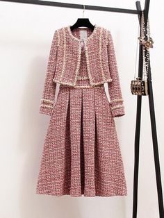 DANETE Dress & Jacket Set – ZCRAVE Dress And Jacket Set, Tweed Shorts, Full Dress, Dress Suit, Women Formals, Tweed Dress, Short Coat, Dress Suits, Short Jacket