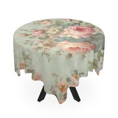 an image of a table cloth with flowers on it