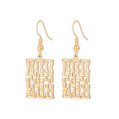 "Dainty Gold Geometric Dangle Earrings,18k Shiny Gold Rectangle Earrings,Statement Earrings,Fence Lattice Drop Earrings,Geometric Jewelry, Rectangle Earrings, Dainty Modern stylish Earrings, Graduation Gift, Gifts for mom, Friends, Christmas Gift, Perfect gifts for her Material:18K Gold Plated Color: Golden Earrings Length : 1.38\" Shape:Rectangle Rectangle Size :11*15mm Style: Geometric Earrings Package: Cloth bag packaging Item No.:AWW-RH325 Note:Actual colors of any item or chains may slightl Fence Lattice, Gifts For Mom Friends, Keshi Pearl Earrings, Mom Friends, Friends Christmas, Stylish Earrings, Rectangle Earrings, Baroque Pearl Earrings, Moon Pendant Necklace