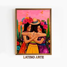 Transform your space with the warmth of friendship and Mexican culture through our Girl Friends Printable Wall Art. Adorn your walls with the eclectic charm of this Latin Painting, embodying the essence of Hispanic Art and Traditional Mexican Folk Art. Elevate your decor with the joyful energy of friendship, infusing your home with the rich tapestry of Mexican heritage. Effortlessly enhance your space with this captivating artwork, available for Digital Download, perfect for celebrating the bond Hispanic Art, Mexican Wall Art, Wall Art Girl, Mexican Wall, Mexican Traditions, Mexican Heritage, Girl Friends, Traditional Mexican