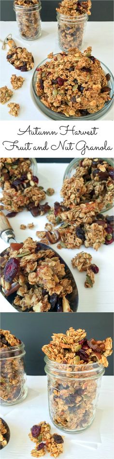 granola is in a glass bowl and ready to be eaten with the rest of it