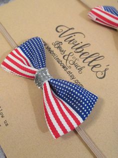 Flag Hair Bow July 4th Bow Fourth Patriotic Hair by VivibellesBows Toddler Hair Accessories, Blue Bow, Toddler Hair, July 4th, Red White And Blue