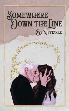 there is a book cover with an image of two people kissing and the title somewhere down the line