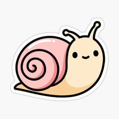 a cute snail sticker with a pink shell on it's back and eyes closed