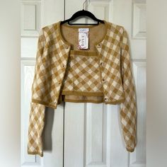 Matching Plaid Tube Top And Cardigan Set. Brand New With Tags. Easily Dress Up Or Wear Casually, With Or Without The Cardigan. Mabel Sweaters, Mabel Sweater, Plaid Set, Cardigan Set, Cute Nike Shoes, Cute Nikes, Marc Fisher, Tube Top, Sweaters & Cardigans