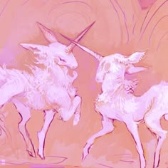 two pink unicorns are facing each other