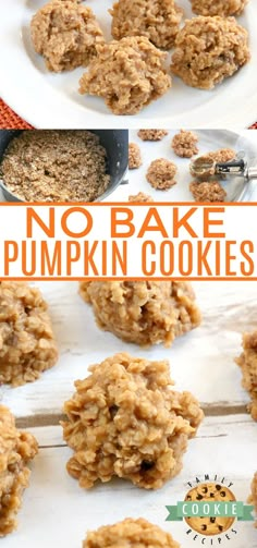 no bake pumpkin cookies on a white plate