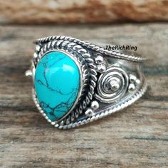 Welcome to my shop, Elegant Pear-Shaped Turquoise and Sterling Silver Ring ,Handcrafted Designer Jewelry with Vintage Charm, Perfect for Boho or Everyday Style. Style :- Turquoise Ring Occasion:- Christmas Gift, Birthday Gift, Anniversary Gift, Valentine's Gift, Engagement Gift, Wedding Gift, New Year Gift, Friendship Gift, Girlfriend Gift, Surprise Gift, Office Gift, Employee Gift, Boss Gift, Other Occasion & Parties, etc. We will be made handmade all items and will be ready to ship in 1-3 days Boss Gift, Employee Gifts, Friendship Gifts, Nouvel An, Surprise Gifts, Office Gifts, Designer Jewelry, New Year Gifts, Engagement Gifts