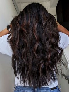 Hair Color For Long Brunette Hair, Dark Brown And Chocolate Hair, Darker Brunette Balayage, Darker Hair With Caramel Highlights, Fall Hair Tones For Brunettes, Darker Highlights For Brown Hair, Dark Brown Hair With Darker Highlights, Colors To Add To Brown Hair, Cute Dark Hair Color Ideas