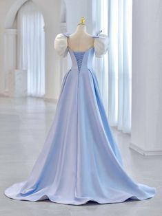 Blue Princess Evening Dress For Banquet, Princess Style Blue Dress For Debutante Ball, Princess Style Blue Evening Dress With Fitted Bodice, Blue Fitted A-line Gown, Blue Princess Gown With Sweetheart Neckline, Princess Style Blue Floor-length Evening Dress, Princess Blue Dress With Sweetheart Neckline, Blue A-line Gown With Fitted Bodice, Blue Princess Style Floor-length Gown