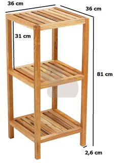 a wooden shelf with measurements for the top and bottom shelves on each side, including height