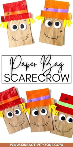 paper bag scarecrows made with construction paper