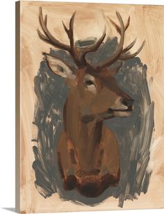 a painting of a deer with antlers on it's head