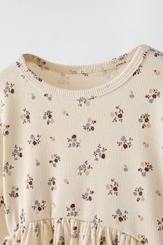 COMBINATION FLORAL DRESS - Ecru | ZARA United States Prints Clothes, Kid Clothing, Indian Flowers, Beauty Dress, Flowers Print, Shirt Blouses Tops, Cardigan Sweater Dress, Cardigan Sweater Jacket, Linen Shirt