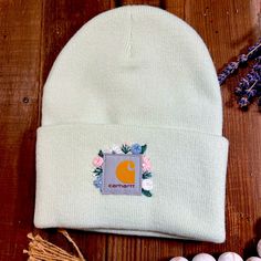 This Beautiful Carhartt Beanie Is Hand Embroidered By Me. The Color Is A Soft Green That Adds Just The Perfect Touch Of Color. This Is A Perfect Choice For Those Chilly Days! Adult Size. Embroidered Carhartt Beanie Flowers, Carhart Beanies Embroidered, Hand Embroidered Carhartt Beanie, White Carhartt Beanie, Embroidered Carhartt Beanie, Embroidered Carhartt, Carhartt Beanie, Embroidered Beanie, Carhartt Women