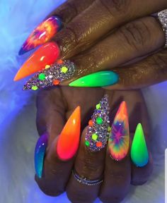 Dallasjnails Neon Toe Nails, Nail 2024, Neon Nail Designs, New Nail Designs, Colorful Nails, Glamorous Nails, Ballerina Nails, Bling Acrylic Nails