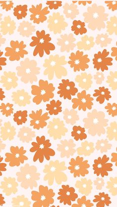 an orange and yellow flower pattern on a white background