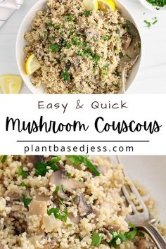 View on a large bowl of mushroom couscous. Couscous Mushroom Recipes, Couscous Mushroom, Vegan Couscous Recipes, Mushroom Couscous, Mushroom Meals, Mushroom Zucchini Recipe, Pearl Couscous Recipes, Making Couscous, Fast Meals