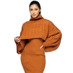 Amazing Stretchy Sweater Dress Set With Ribbed Tank Dress And Turtle Neck Long Sleeve Crop Sweater. Cable Knit And Over Size Sleeves. Ribbed Cuffs, Neck And Hem. Runs True To Size. Long Sleeve Turtle Neck Dress, Brown Knit Dress, Sleeve Crop Sweater, Half Sweater, Turtle Neck Long Sleeve, Ribbed Tank Dress, Sweet Fashion, Slim Girl, Over Size