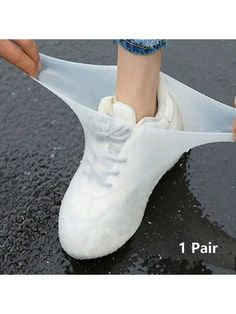 1pair Rubber Rain Boot Overshoes For Outdoor Use Silicone Waterproof Shoe Covers Rainy Day Shoe Cover Reusable Non-Slip Rain Boots,Rainproof Sandproof Silicone Rain Shoe Covers, Silicone Waterproof Shoe Covers, Rainy Day Shoe Covers, Reusable Non-Slip Rain Boots( Adult Version  Suitable For Sizes 38-45) White    Silicone Plain    Storage & Organization, size features are:Bust: ,Length: ,Sleeve Length: Shoe Cover, Rain Shoes, Rubber Boot, Rain Gear, Waterproof Shoes, Rubber Shoes, Rain Boot, Shoe Covers, Synthetic Rubber