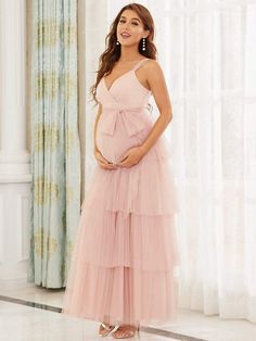 Long Maternity Dress, Vestidos Para Baby Shower, Elegant Maternity Dresses, Tulle Maternity Dress, Dress For Pregnant Women, Light Teal Color, Tiered Tulle Skirt, Maternity Long Dress, Vestidos Color Rosa