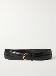 Shop TOTEME Glossed-leather belt, Explore the latest TOTEME women's collection today on NET A PORTER 70s Inspired Outfits, Gucci Marmont Belt, Western Designs, Best Leather, Luxury Belts, All Black Looks, Embroidered Leather, Designer Belts, White Belt