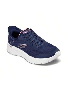 Coast through your day in total comfort with the Skechers Women's Slip Ins GO WALK Flex - Eva Walking Sneakers. This easygoing slip-on design arrives infused with Skechers Memory Foam and ULTRA GO cushioning for plush support and plenty of flexibility for casual everyday wear. 
Textured mesh and synthetic upper with unicorn print at heel panel 
Skechers SlipIns handsfree technology for easy slip on without your hands with comfort Pillow in the heel 
ULTRA GO cushioning 
Skechers Memory Foam inso Navy Comfortable Sneakers For Sports, Casual Athletic Shoes, Skechers Memory Foam, Athletic Gear, Outdoor Bag, Walking Sneakers, Unicorn Print, Pink Collar, Pink Sports