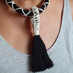 Macrame Necklace - Bootsologie Bohemian Braided Necklace As Gift, Handwoven Black Jewelry For The Beach, Black Handwoven Jewelry For The Beach, Black Bohemian Necklace With Sliding Knot, Artisan Macrame Necklaces For Festivals, Bohemian Black Hand Knotted Jewelry, Black Handwoven Jewelry For Beach, Adjustable Braided Bohemian Necklace, Bohemian Braided Necklace Gift