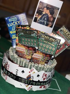 a casino basket filled with lots of money