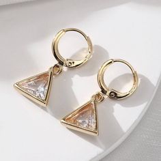 Material copperShape GeometryTreatment process inlaid with zircon Geometric Triangle, Triangle Earrings, Cami Crop Top, Mini Dress Party, Earrings For Women, Short Sets, Women's Earrings, For Women, Red