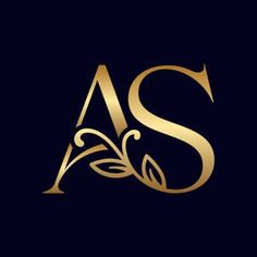 the letter s is made up of gold and black letters, with leaves on them