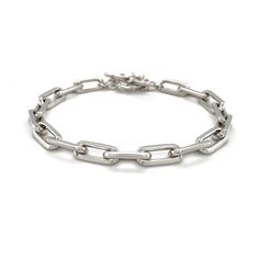 Polished 18k white gold elongated interlaced links create a timeless brilliance for this bracelet. The bracelet measures 8.58 inches (length). Link Chain Bracelet, Link Chain, Link Bracelets, Chain Bracelet, Silver Bracelet, Jewelry Bracelets, White Gold, Bracelet, Chain