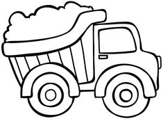 a black and white drawing of a dump truck