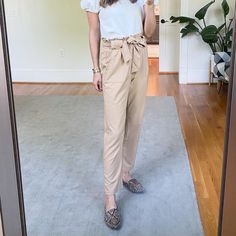 From Work To Play. The Deets: Paperbag Linen Blend High-Waist Pocketed Pants | Size S | Color: Tan /Neutral Flax Tone | Active Usa Brand | Uber Flattering Elasticized Paperbag Waist + Removable 1.5” Self-Tie Belt + Front & Back Pockets + A Cuffed Ankle Hem | I Am A 34|26|35 & These Fit Lovely | Material: 41% Linen + 23% Rayon + 6% Cotton | Note: Cover Photo Is For Style & Fit Reference Only - See All Other Pictures For Actual Item | Contact For Questions | No Trades Or Lowball Offers Pls Trendy Day Out Paperbag Waist Bottoms With Tie Waist, Chic Paperbag Waist Pants With Belt Loops, Paperbag Waist Pants With Tie Waist For Day Out, Workwear Paperbag Waist Bottoms With Elastic, Workwear Paperbag Waist Bottoms With Elastic Waistband, Paperbag Waist Bottoms With Elastic Waistband, Casual Paperbag Waist Belted Pants, Paperbag Waist Pants With Tie For Workwear, Paperbag Waist Pants With Belt Loops For Work