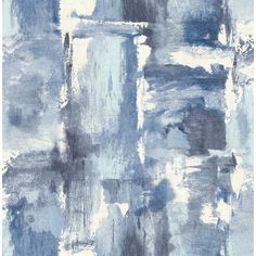 an abstract painting with blue and white colors