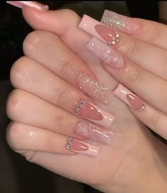 2023 Pink, Nails Silver, Gold Prom, Nails Gold, Simple Acrylic Nails, Nails Square, Nails Blue, Nails Prom, Acrylic Nails Coffin Pink