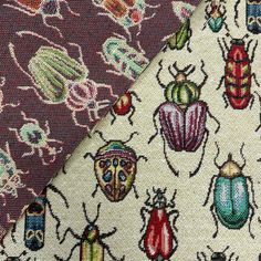 two different types of fabric with bugs on them