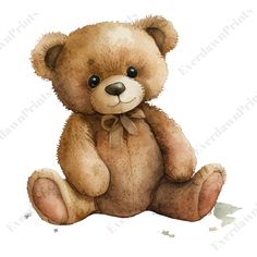 a brown teddy bear sitting on the ground