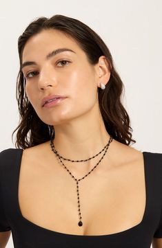 An easy-to-wear lariat necklace will add significant polish to even your most casual ensembles. 14" length; 3"drop Sterling silver/black spinel Imported Moisturizing Toner, Face Mist, Clutch Pouch, How To Make Shoes, Black Spinel, Foundation Concealer, Lariat Necklace, Beauty Gift