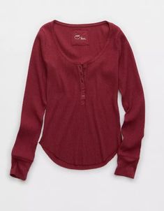 Aerie Essential Henley Layering T-Shirt Aerie Waffle Set, Cool Vintage Clothes, Clothes For Christmas List, Thrift Basics, Cute Shirts Aesthetic, Winter Shirts For Women, Where To Get Cute Clothes, Hermione Granger Style, Cute 2000s Outfits