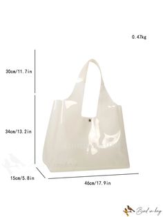 BirdinBag - Spacious Clear Beach Tote with Shoulder Strap Trendy Clear Shoulder Bag For Beach, Trendy Clear Shoulder Bag For The Beach, Large Capacity Clear Bags For Beach, Trendy Beach Bag With Clear Strap, Trendy Beach Bags With Clear Strap, Summer Beach Shoulder Bag With Clear Strap, Clear Shoulder Bag For Beach, Trendy White Plastic Bags, Summer Large Capacity Clear Shoulder Bag