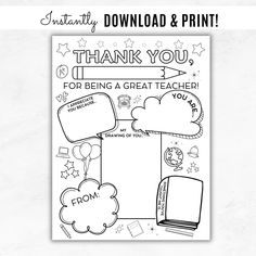 a teacher appreciation card with the words thank you for being a great teacher on it