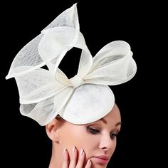 Exquisite White Ribbon Sculpted Fascinator That Blends Elegance With A Touch Of Whimsy. Crafted With Care And Artistry, This Stunning Accessory Features Delicate Ribbons Sculpted Into A Beautiful Design That Is Sure To Turn Heads At Any Event. Whether You're Attending A Wedding, The Kentucky Derby Or Other Races, A Garden Or Tea Party, Or Any Special Occasion, The Gorgeous Ribbon Sculpted Fascinator Is The Perfect Finishing Touch To Your Outfit. Its Lightweight And Comfortable Design Ensures You Elegant Fitted Mini Hat For Party, Elegant Spring Ceremony Fascinator, Elegant Fitted Mini Hats For Events, Fitted Fascinator For Royal Ascot Party, Elegant Fitted Fascinator For Party, Elegant Party Fascinator Fitted, Elegant Summer Fascinator For Ceremony, Elegant Summer Ceremony Fascinator, Elegant Formal Summer Headpieces