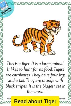 an animal poem with the words tiger on it